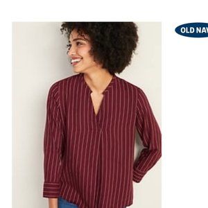 Relaxed Split Neck Striped Top